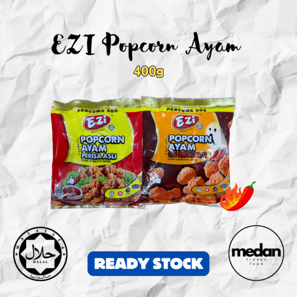 EZI POPCORN AYAM ASLI/CILI BERHANTU 400G